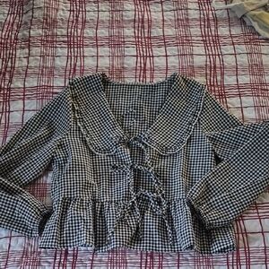 SHEIN Black and White Gingham Top